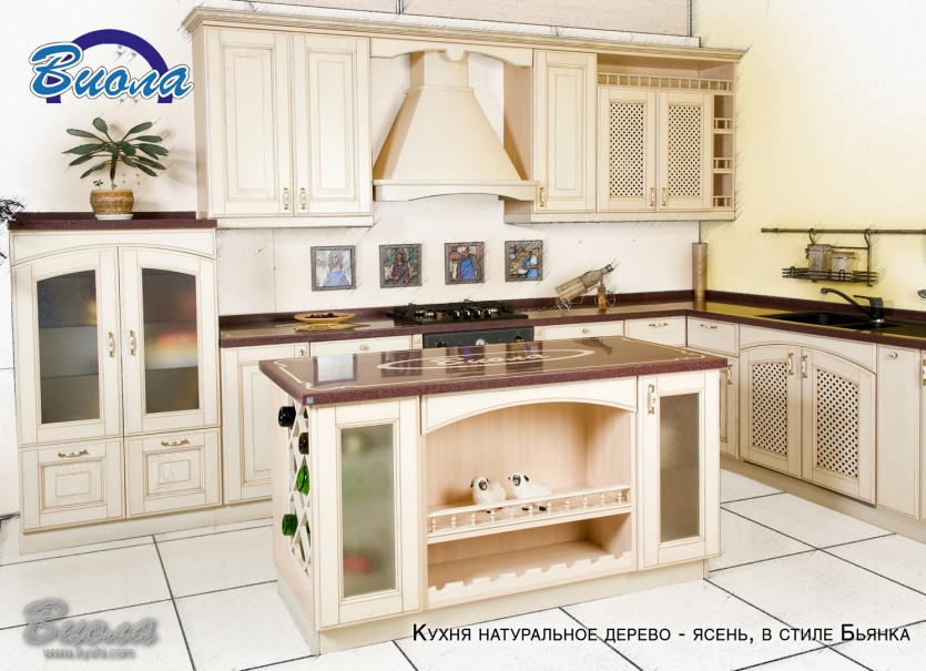 кухня в стиле кантри с барной сойкой